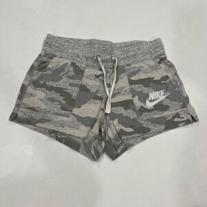 Nike Camo Print Lounge Shorts Gray Green Drawstring Pockets Size Medium